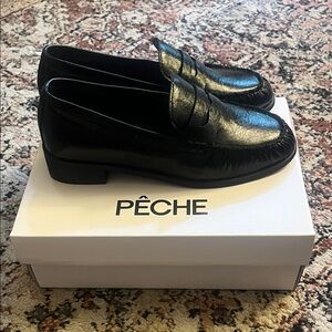 Black Leather Loafers for Women